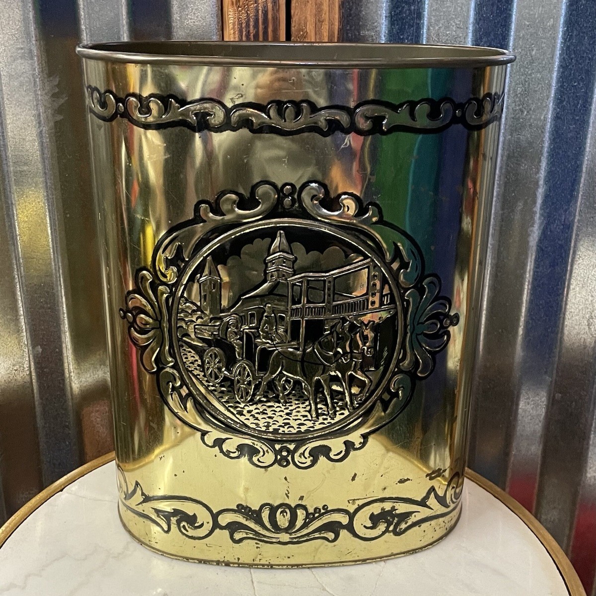 SEVENSTAR　TRASH CAN  VINTAGE Vintage Weibro Embossed Metal Trash Can Mid-Century. | eBay