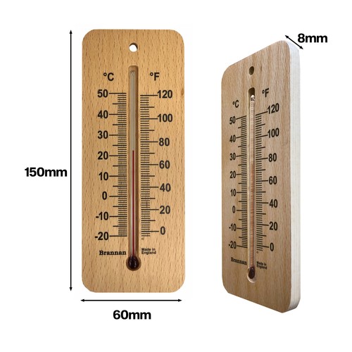 150mm Wood Wall Thermometer-Room Wall Temperature Indoor Outdoor - Picture 3 of 7