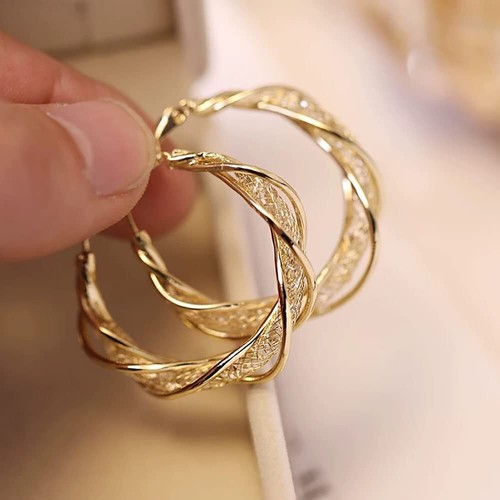 Shiny Fashion Twist Earrings Hoop Twisted Cutout Dainty Lightweight Women Girl - Picture 24 of 42