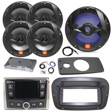 JBL Marine Radio,ANT,Amp,Kit, LED Sub, 4x 6.5" Black Speaker,Spa Bezel,Adapter