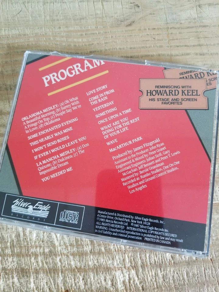 Reminiscing With His Stage & Screen Favorites Howard Keel CRACKED CASE GREAT CD Foto 3 de 4