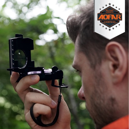AOFAR Militär Kompass AF-4074 Wandern Survival Marsch Camping wasserdicht - Bild 6 von 6