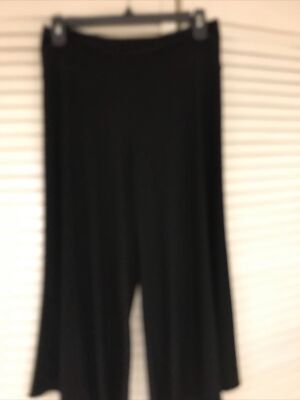 Clara S. Women Black Casual Wide Leg Capri Pants Wrinkle Free Mat'l Small, EUC!