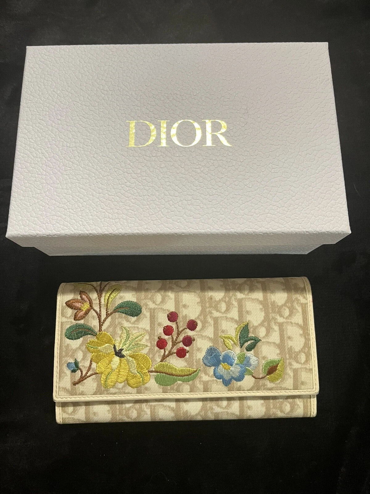 Authentique Portefeuille Christian Dior Bi pli Trotteur Toile Cuir Excellent État