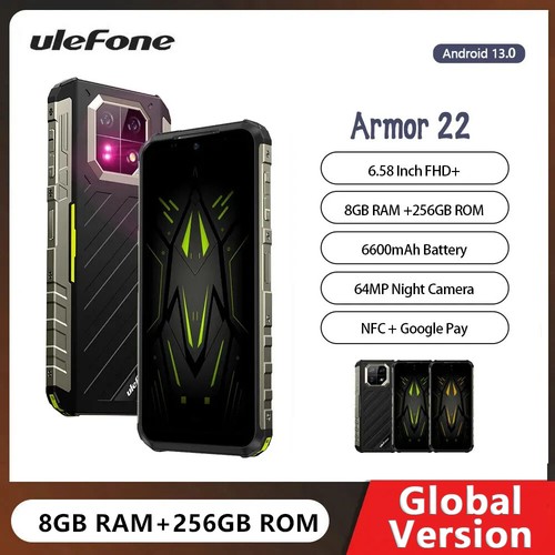 Ulefone Armor 22 Rugged Phone 16GB RAM 128GB/256GB ROM 64MP 6600mAh Android 13