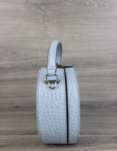 Michael Kors Umhängetasche Serena Croc geprägt kleine kreisförmige Handtasche mit oberem Griff blau - Bild 3 von 9