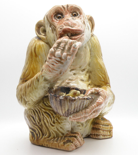 Vintage Italian Ceramic Porcelain Large Monkey Eating Peanuts 9.5" Hand Painted - Picture 11 of 19