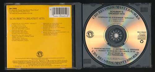 Greatest Hits Schubert Unfinished Symphony No 8 Ava Maria Marche Militaire CD - Foto 2 di 3
