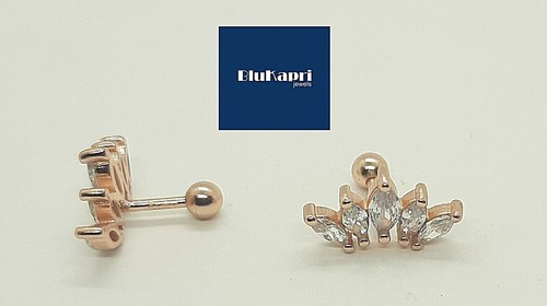 Orecchini Donna in Argento 925 ramato tiara/corona con zirconi bianchi - Foto 7 di 8