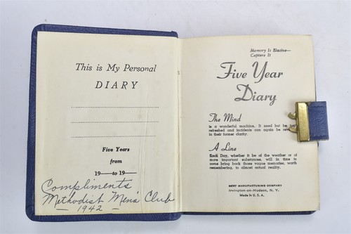 Vintage 1942 FIVE YEAR PERSONAL DIARY CALENDARS 1942-1947 WRITING 1st PG #07580 - Picture 5 of 7