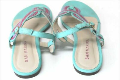 Sandales San Marina Cuir Tressé Pastel - Talons Bas - Pointure 40 - Occasion Très Bon état