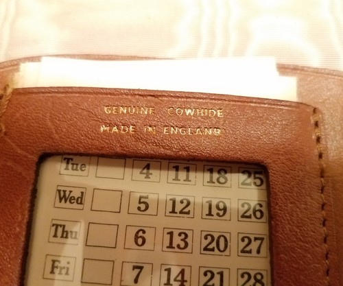40's 50s TAN COWHIDE LEATHER PLANNER AGENDA MADE IN ENGLAND CHECKBOOK ZIP AROUND - Picture 7 of 10