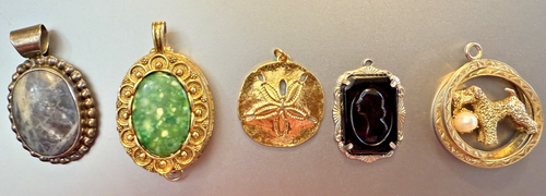 Lot of 5 Vtg Pendants, MEXICO TA-161 925, KOSCOT, NAPIER+ Unmarked, No Chains