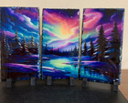Rock photo slate trio of Northern Lights or single photo slate 21x11cm x 3 slate