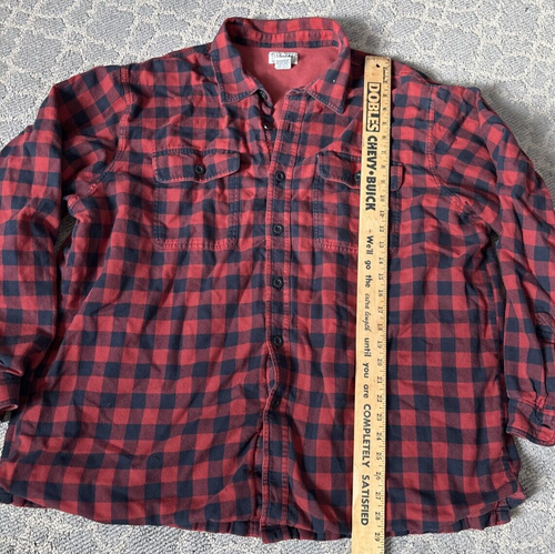 LL Bean Men’s Cotton Lined XXL Red Plaid Shirt - Picture 4 of 7