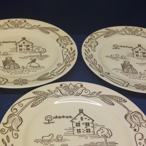 Vintage Royal China Sebring OH "BUCKS COUNTY" Set/3 Bread Plates Circa: 1955 - Picture 3 of 4
