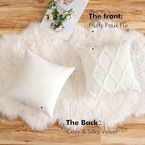 Decorative Throw Pillow Covers 20x20 Inch Set 20" x 20" (Pack of 2) Pure White - Picture 4 of 7