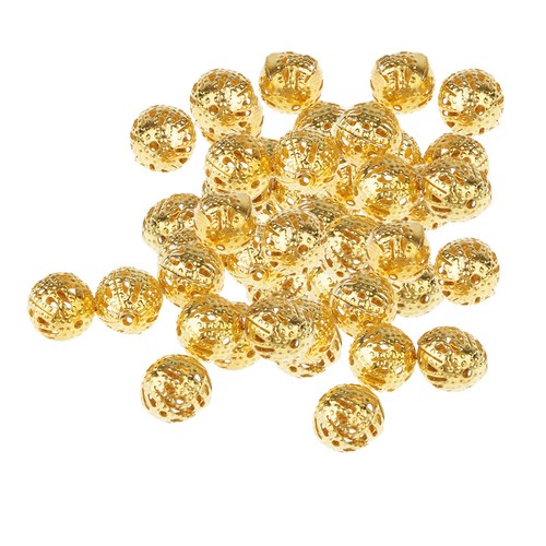 100 Gold Metal Filigree Beads for Crafts Loose Spacers Beads - Picture 1 of 11
