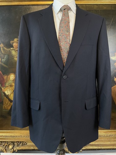 Tasso Elba 44L 36 x 30 2 Piece Black Pinstriped 100% Wool 2 Button Suit - Picture 6 of 13