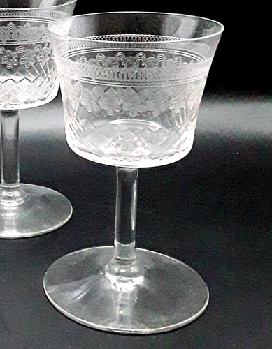 19th Century Antique Hand Blown Acid Etched Port/sherry Glass - Picture 3 of 5