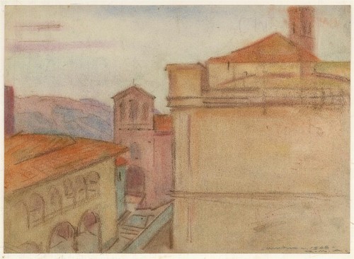 Giorgio Matteo Aicardi (1891-1985) - 1968 Chalk Drawing, Umbrian Rooftops - Photo 2 sur 2