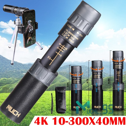 4K 10-300x40mm High Power HD Monocular Telescope with Smartphone Holder & Tripod - Picture 4 of 28