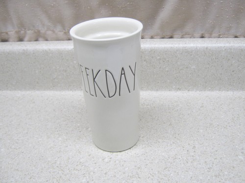 RAE DUNN ARTISAN MAGENTA "WEEKDAY " TALL CERAMIC TRAVEL MUG CUP NO LID - Picture 4 of 6