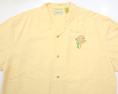XL Cubavera Yellow Short Sleeve Mans Rayon Polyester Mans Pocket Dress Shirt P21 - Picture 2 of 5