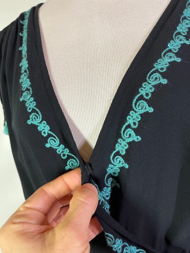 Soft Surroundings Size L Baja Black Jumpsuit Sleeveless Embroidered Tassels - Picture 4 of 12