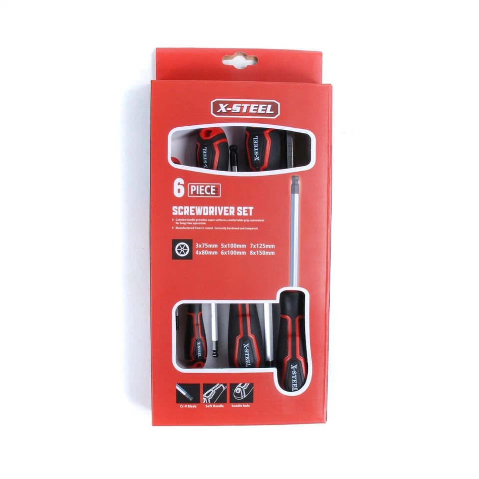 6pc Professional Hex Allen Key Wrench Ball End Screwdriver Set: H3,4,5,6,7,8mm - Image 2 of 4