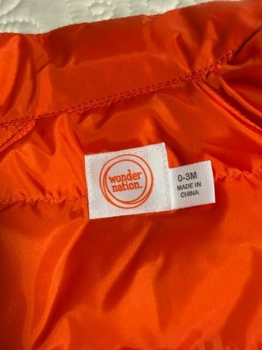 Wonder Nation Baby and Toddler Packable Puffer Jacket, Sizes 0 - 3 Months Orange - Bild 8 von 15