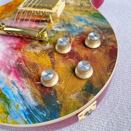 Nuovo LP Chitarra Elettrica Corpo Solido HH Pickup Parti Oro 6 Corde Ponte Fisso - Foto 3 di 6