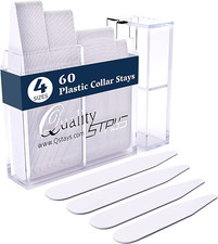 60 Plastic Collar Stays for Men'S Dress Shirts with Storage Holder   4 Assorted