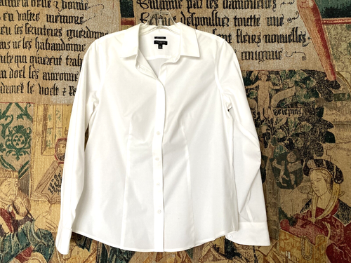 TALBOTS WHITE 98% COTTON LONG SLEEVE BUTTON DOWN TOP BLOUSE SHIRT 6P