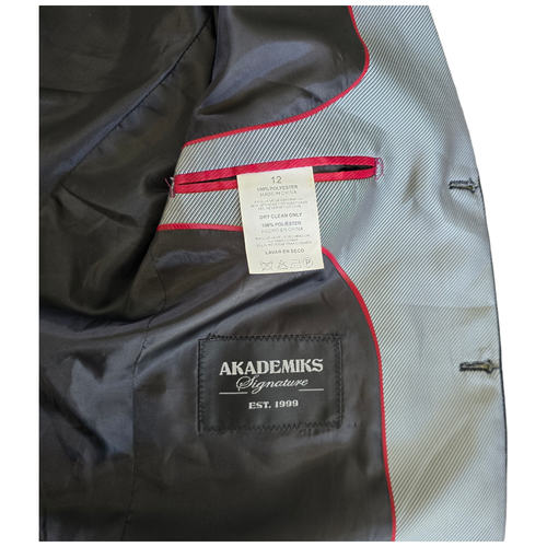 Akademiks Boys 3 piece Suit Size 12 Black Gray Jacket Vest Pants - Picture 21 of 22
