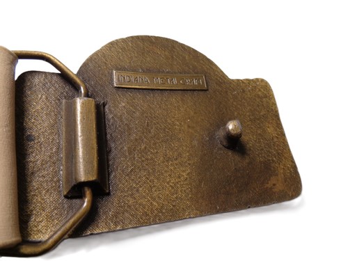 Vtg Custom Womens Belt 1.6 Wide Taupe Leather Wine Indiana Buckle Waist 31-35" - 第 5/11 張圖片