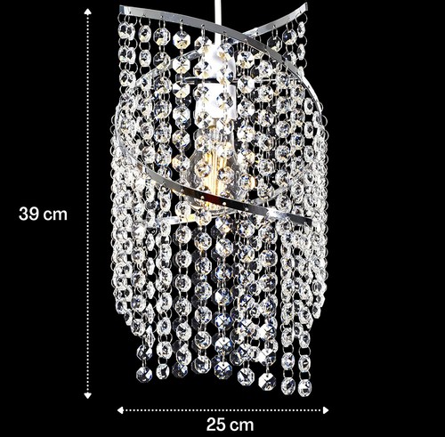 K9 Crystals Long Beaded Spiral Nickel Frame Light Fitting Pendant Shade -Clear - Picture 9 of 12