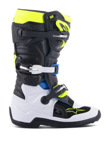 Alpinestars Tech 7S Youth Boots Black/Enamel Blue/FLUO Yellow Size 7 - Picture 1 of 8