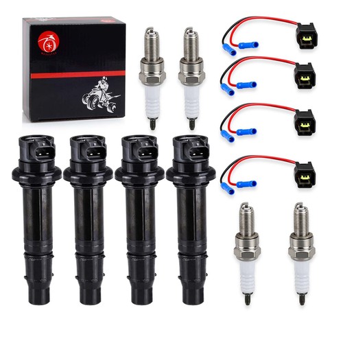 4X Ignition Coil & Plug w/Spark Plug for Yamaha YZF-R1 YZF-R6 FZ1 FZS1 Vmax 1700 - Picture 10 of 24