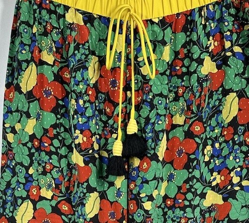 Alexis Women’s 100% Silk Wide Leg Flared Floral Green Pants Womens Size Small - Picture 4 of 14