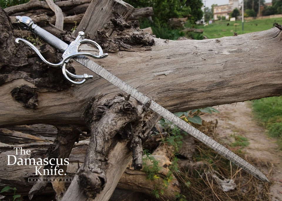 Famosa Espada Damasco Acero Larga Medieval Hecha a Mano Leyenda del Zorro.Regalo Para Él Foto 3 de 4