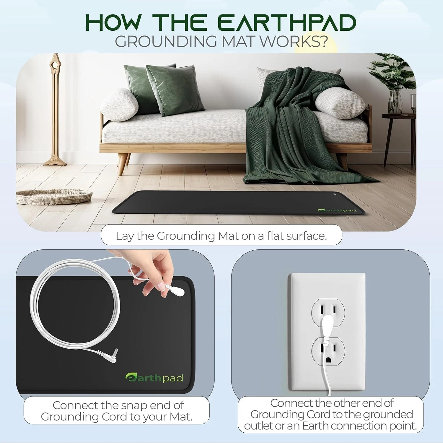 Grounding Mat | 24x16 in Earthing Pad for Relieving Stress, Anxiety  & Inflamati image 4