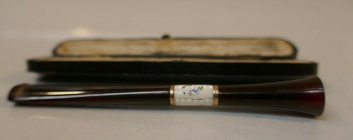 1920/1930's Amber? & Guilloche Enameled Cigarette Holder With Original Case   - Picture 7 of 12