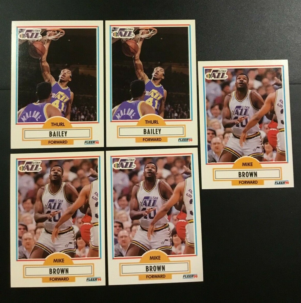 1990-1991 Fleer # 182 # 183 MICHAEL BROWN & THURL BAILEY Lot 5 Utah Jazz