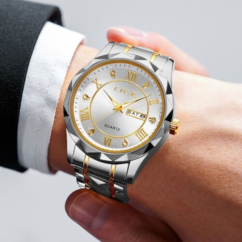 Men's Watch Luminous Analog Quartz Dial Stainless Steel Man Daily Wrist Watches - Picture 4 of 7