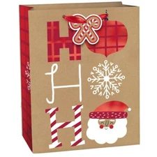 Ho Ho Ho Medium Vertical Christmas Gift Bag 9" H x 7"W x 5" D Gift Tag Included