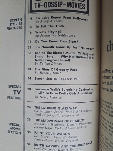 Screen Stories Magazine November 1969 Issue Paint Your Wagon, Butch Cassidy - 第 2/4 張圖片