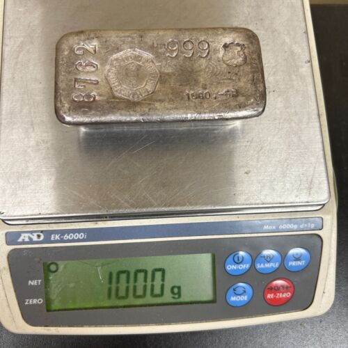 H. Drijfhout & Zoon Amsterdam Vintage 32.15 toz Poured Silver Bar 1000 gram Kilo - Picture 5 of 5