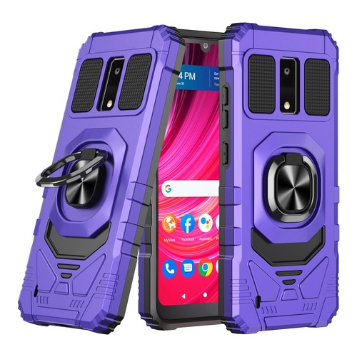 For BLU View 4 B135DL Phone Case Armor Ring Magnetic Stand Cover+Tempered Glass - Picture 2 of 37