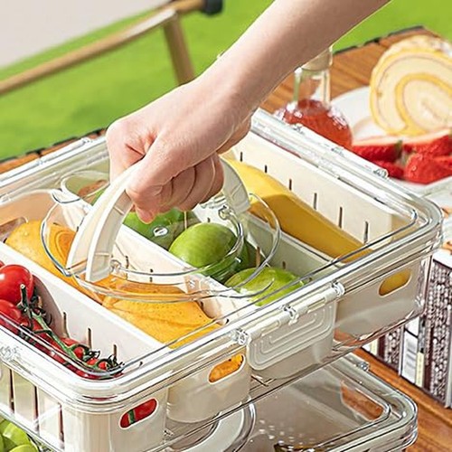 Food Tray with Lid & Handle,Divided Snack Serving Tray,Portable Snack Box Sto... - Picture 8 of 8
